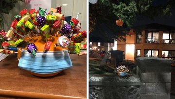 Westquarter care home leave treats outside for local children during Halloween sponsored walk